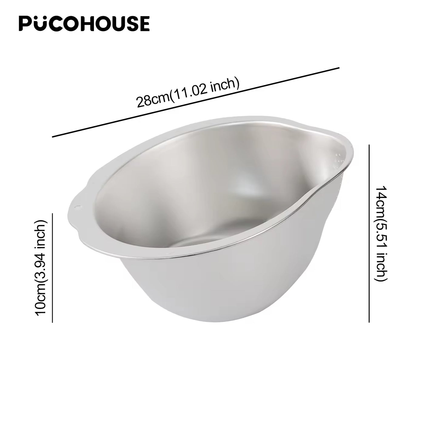 Slanted Bottom Drain Bowl - Stainless Steel Colander for Pasta, Rice & Produce