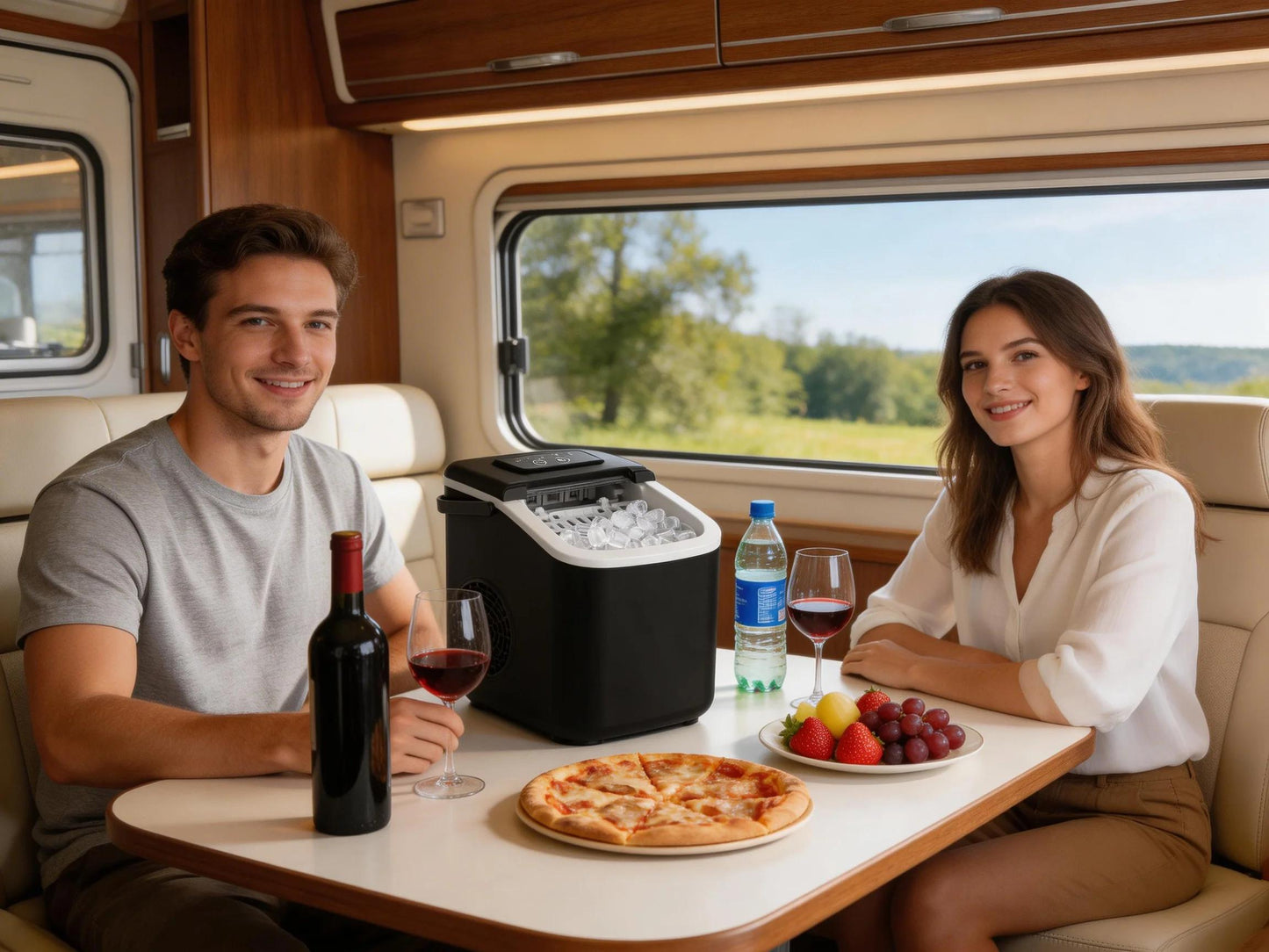 Portable Countertop Ice Maker Compact, Self-Cleaning, With Handle