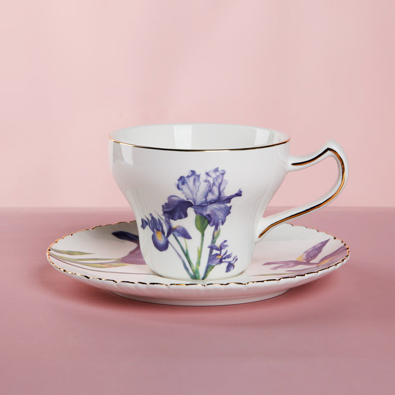 European Style Porcelain Coffee Cup and Plate Set - Multiple Colors & Capacities