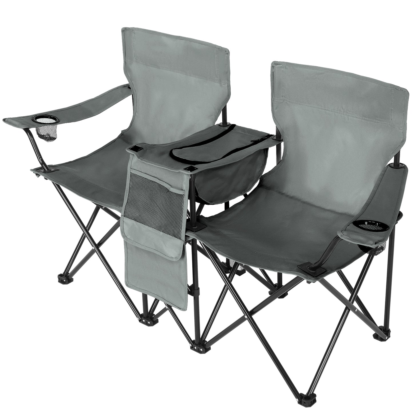 Portable Outdoor 2-Seat Folding Fishing Chair with Umbrella