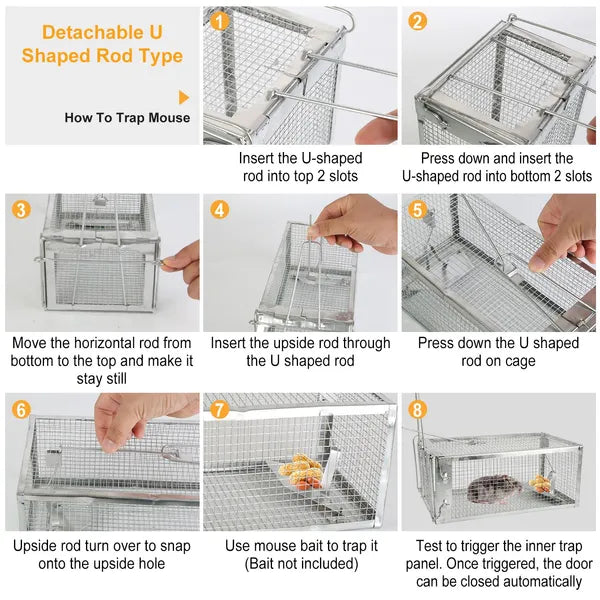Humane Live Rodent Trap Cage - 2 Pack Galvanized Steel