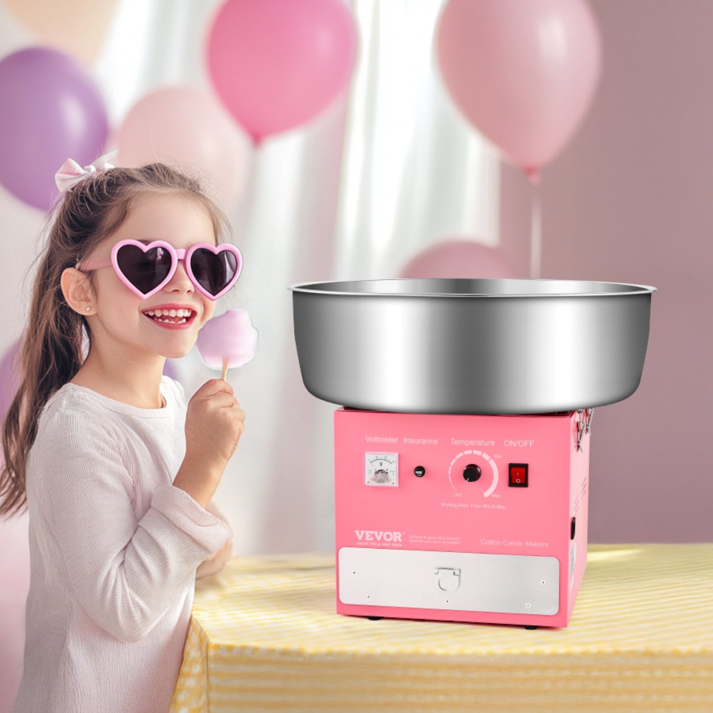 Pink Commercial Cotton Candy Machine 1000W for Party & Home Use