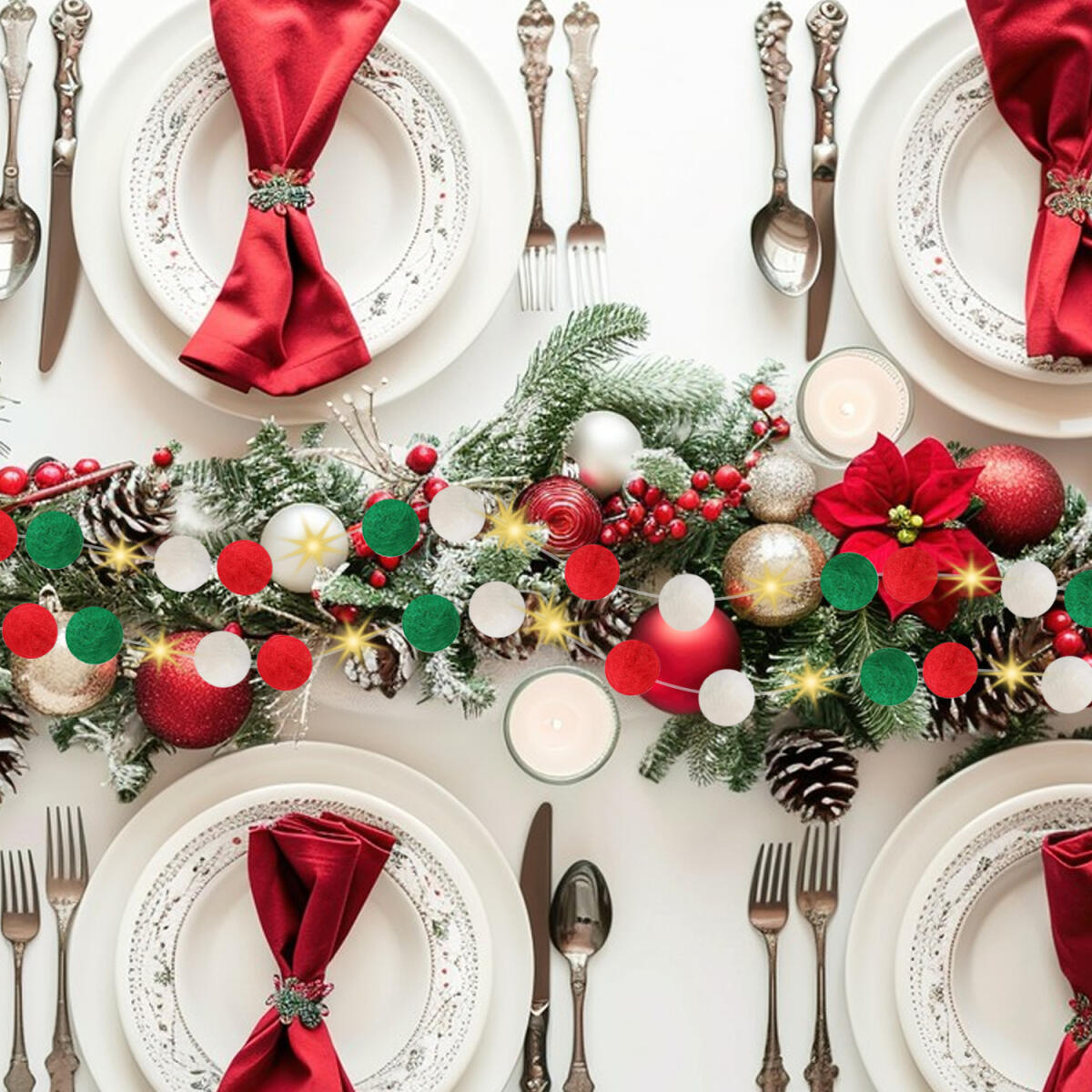 Felt Ball Garland with Warm Light String - 9.84 Ft