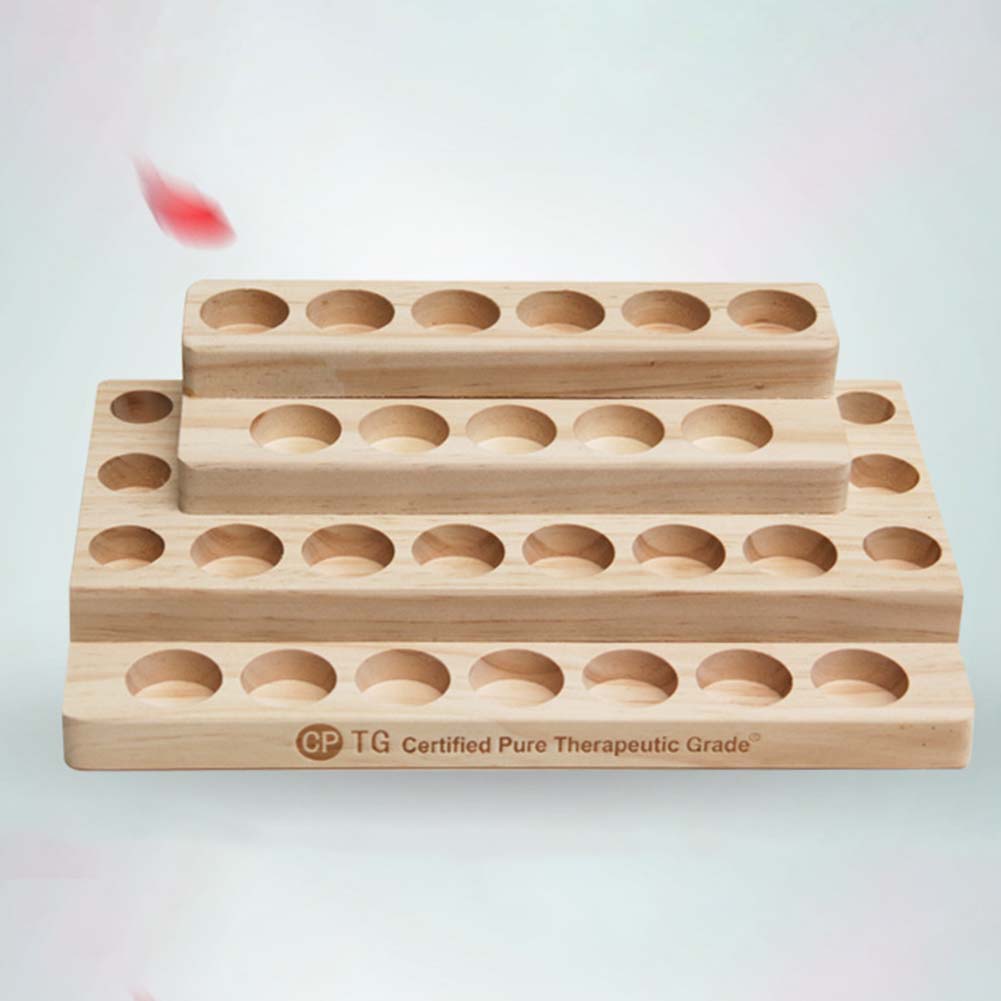 Essential Oil Display Stand Wooden Aromatherapy Bottle Organizer with 30 Slots