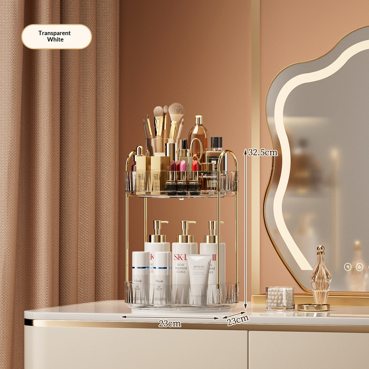 Desktop Vanity Makeup and Skincare Organizer Rack with Multi-Tier Storage