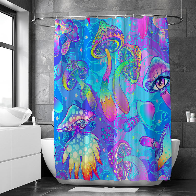 Magic Mushroom Moon Phase Waterproof Shower Curtain - Mildew Proof Bathroom Decor