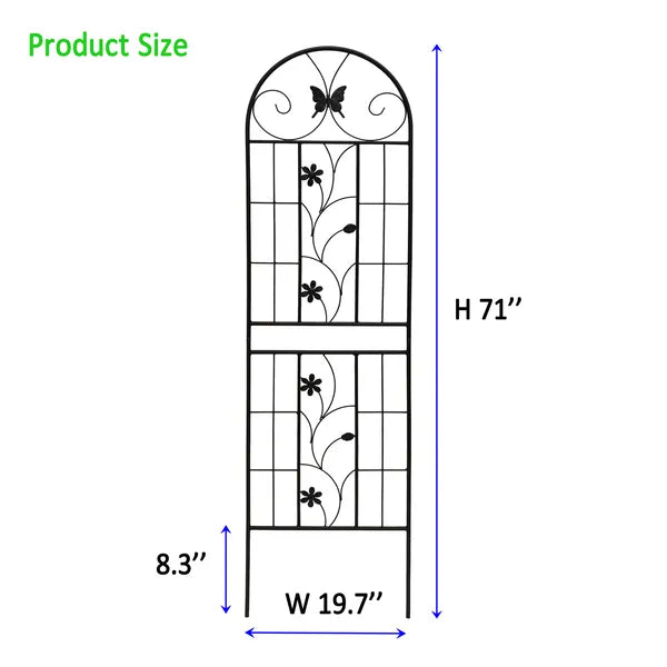 Metal Garden Trellis 71" x 19.7" - Rustproof Climbing Plant Support - Black