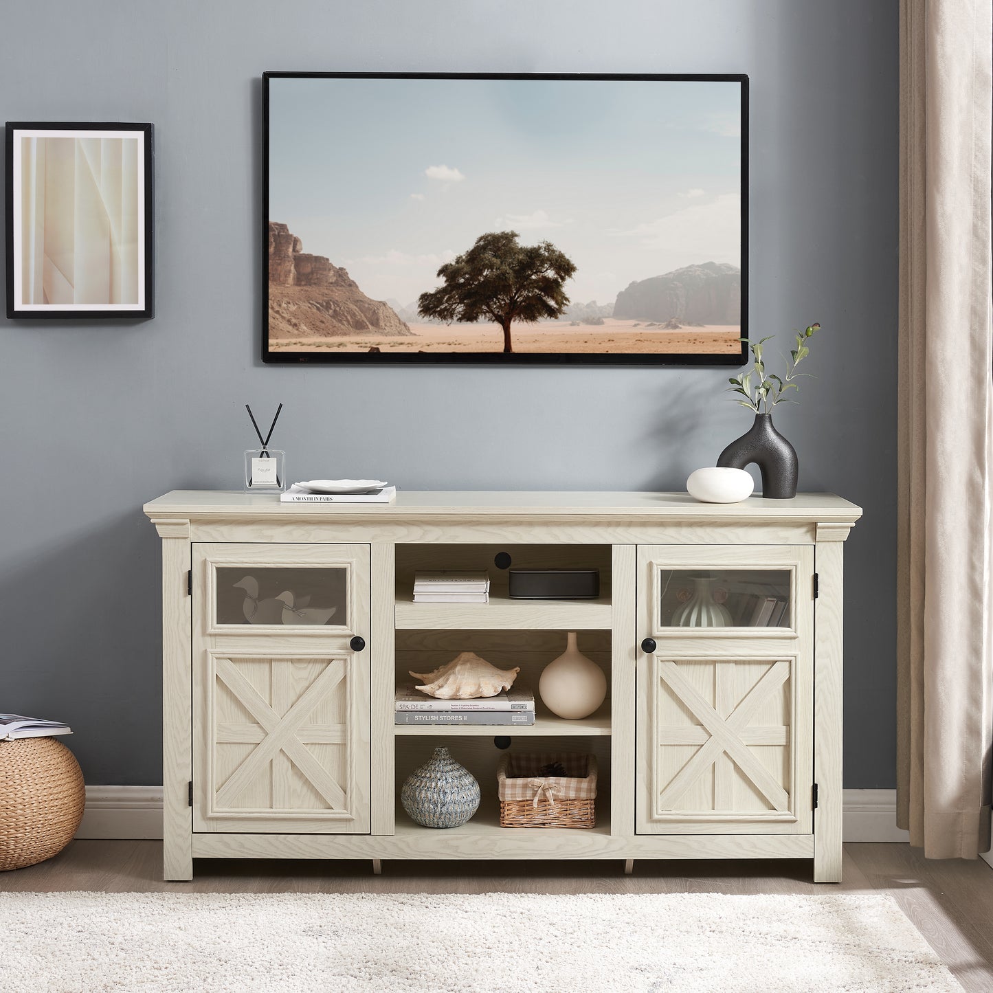 2 Doors Cabinet Farmhouse Cabinet, TV Stand Barn Design,Modern Media