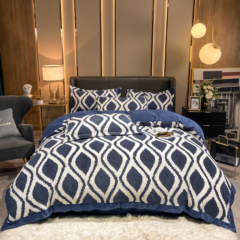 Nordic Thick Velvet Bed Sheet Set - Double-Sided Warm & Cozy Bedding