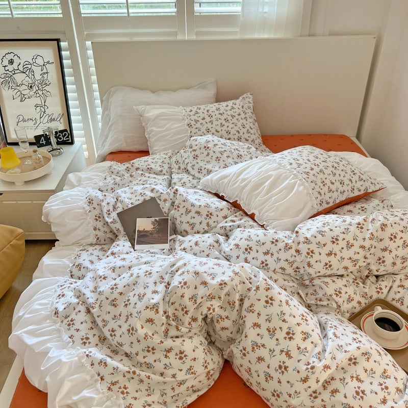Pastoral Floral Bedding Set with Sheets and Pillowcases - Cotton Comfort