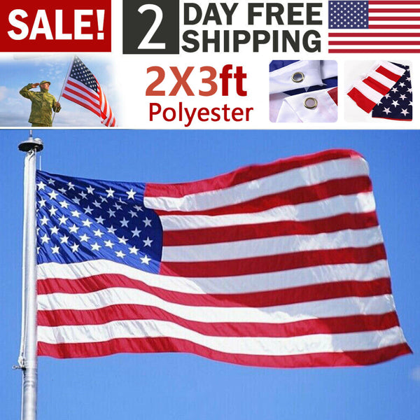 2x3 FT American Flag - Durable Nylon with Brass Grommets
