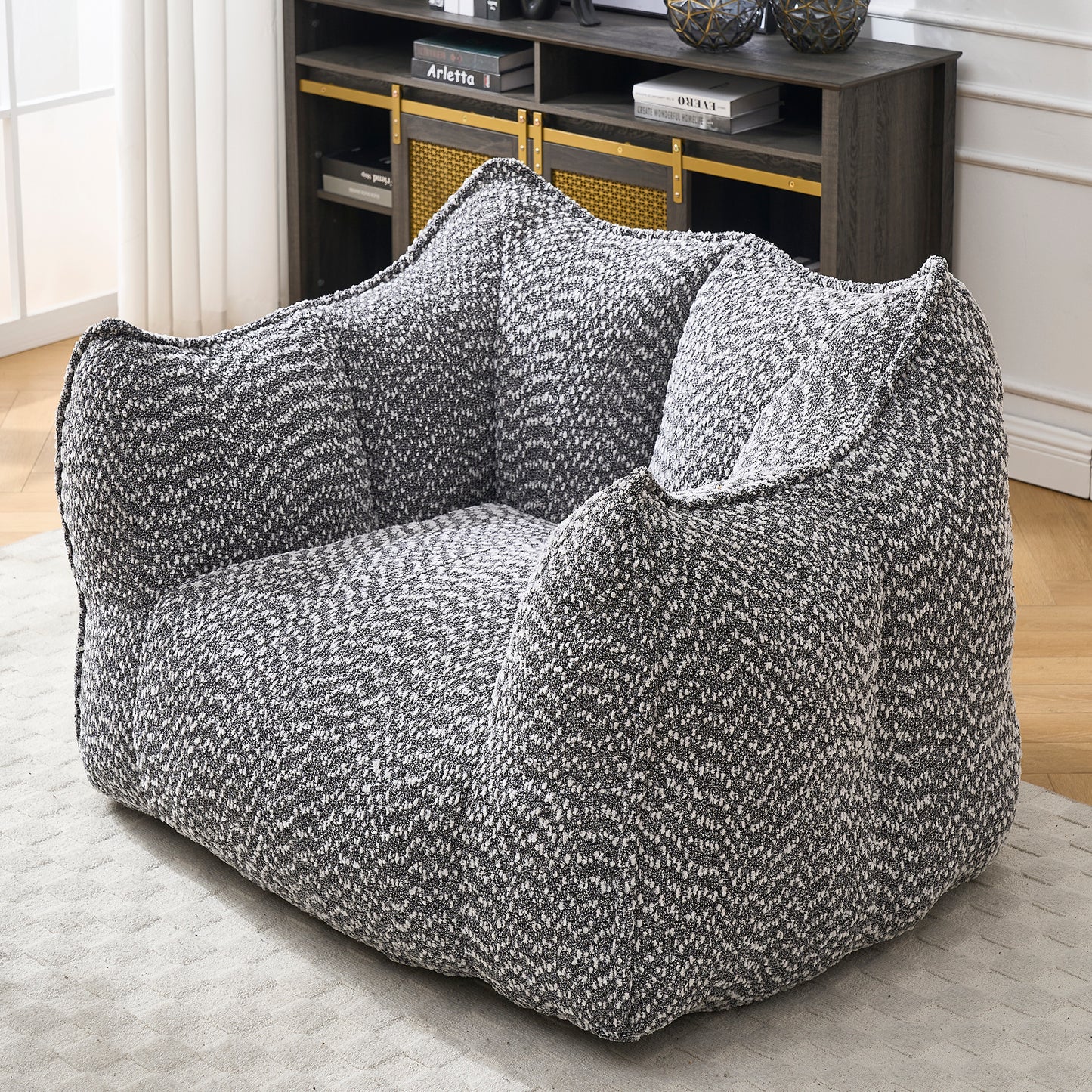 Comfortable Grey Bean Bag Sofa Chair for Living Rooms