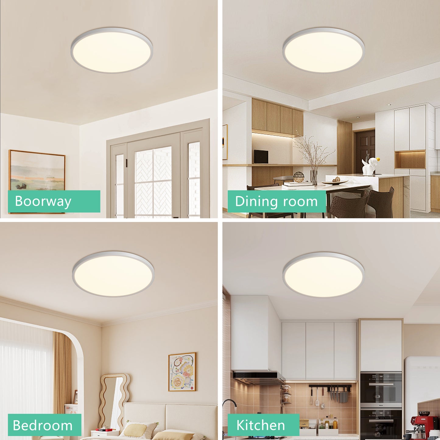 16-Inch Dimmable LED Flush Mount Ceiling Light Fixture - 5CCT