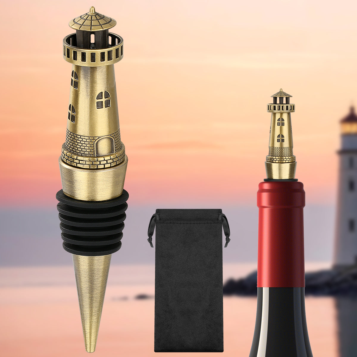Creative Lighthouse Wine Stopper - Retro Zinc Alloy Wine Preserver