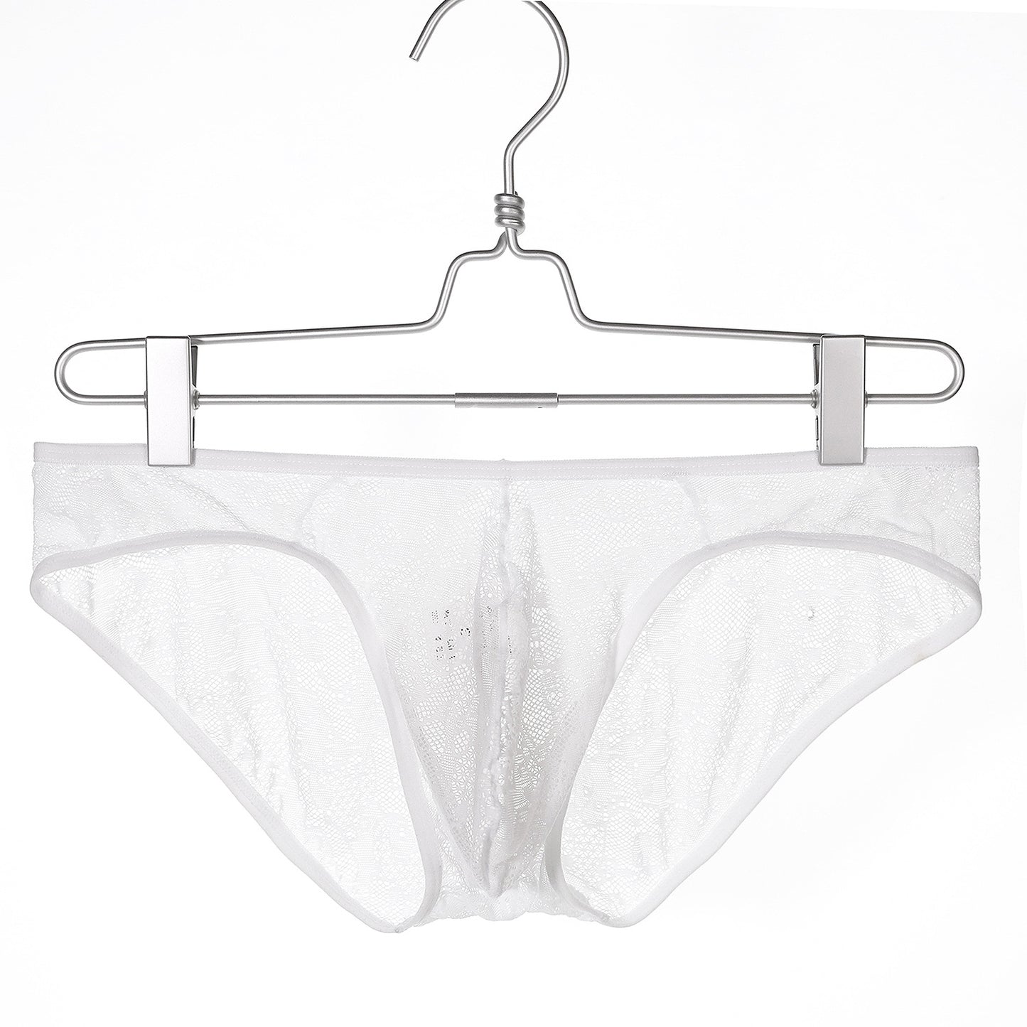 Men's Low Waist Lace Briefs - Transparent Floral Jacquard Underwear for Men