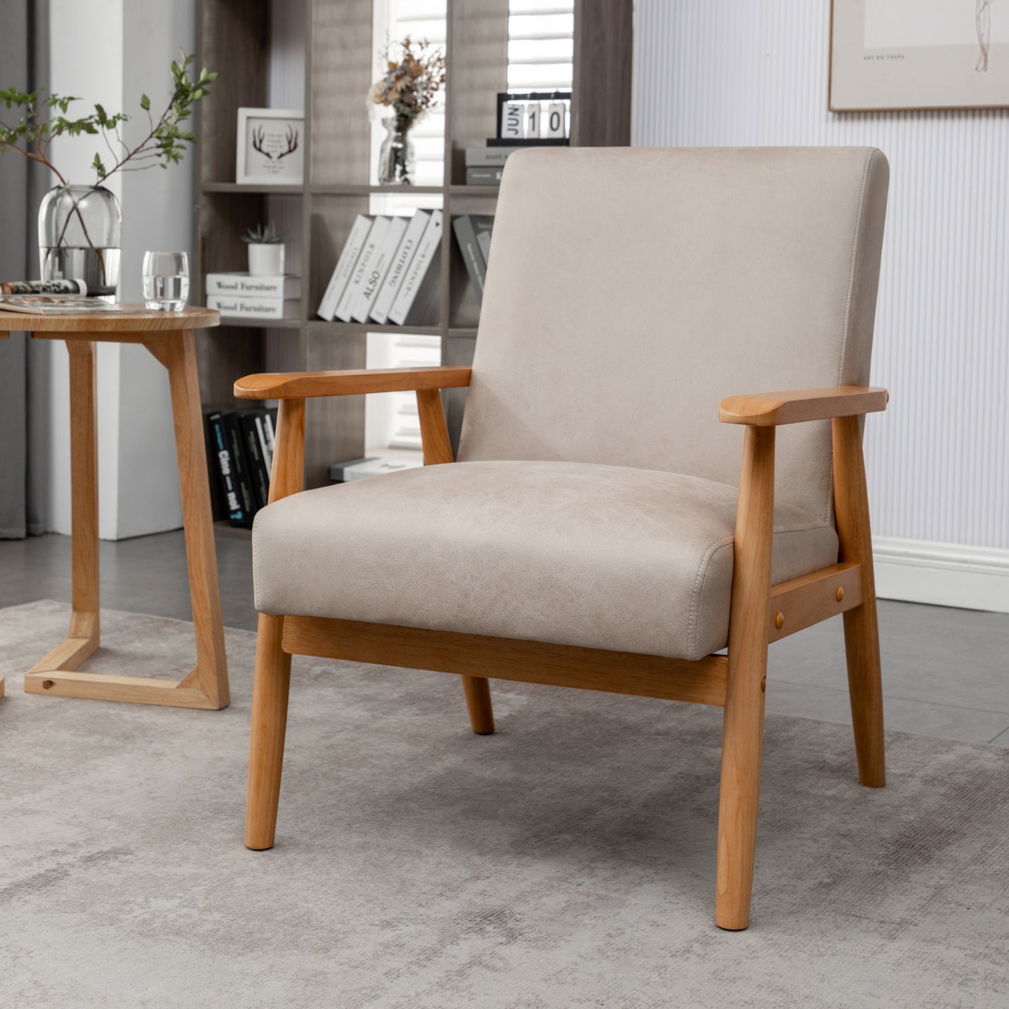 25.38 Wide Classic Mid-Century Modern Arm Chair, Light