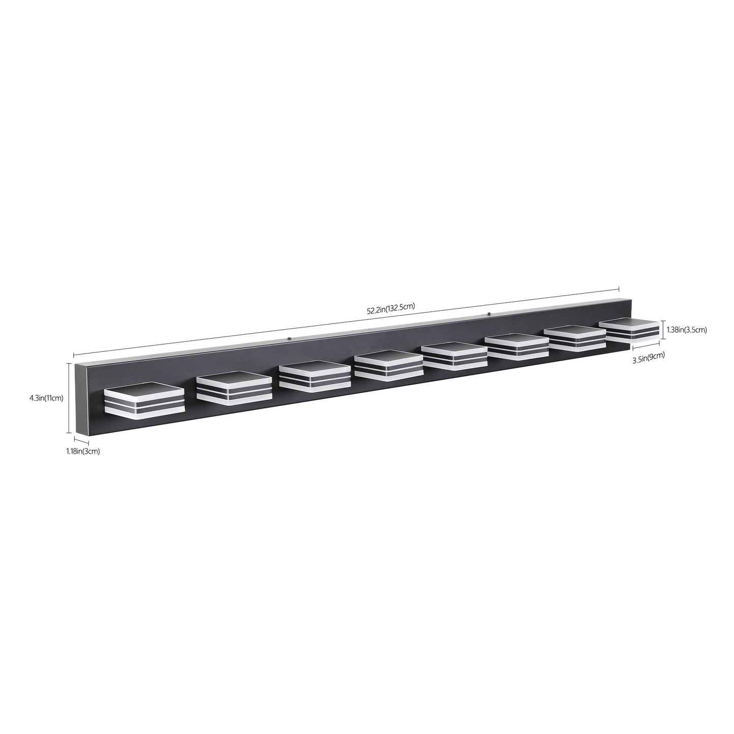 8-Light LED Vanity Light - Dimmable Bathroom Wall Fixture