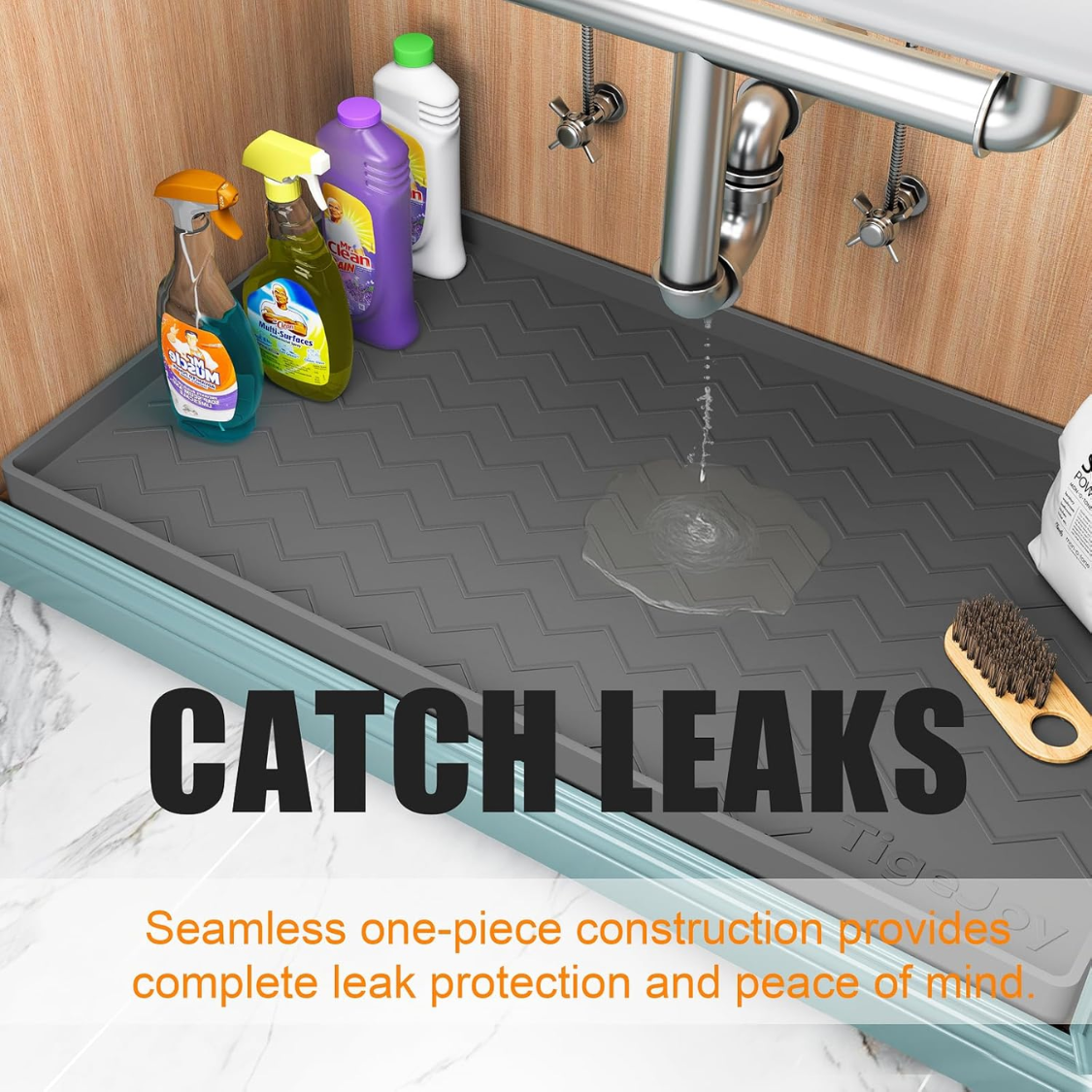Under Sink Mats For Kitchen Waterproof, Leak-Proof Silicone Mat