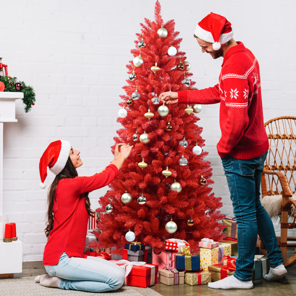 5-Foot Red Artificial Christmas Tree with PVC Tips