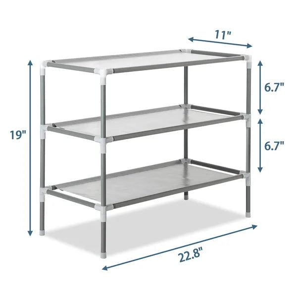 Simple Assembly 3 Tiers Non-woven Fabric Shoe Rack Gray