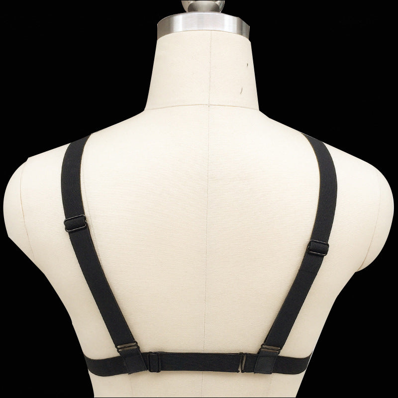 Pentagram Straps Lingerie Hollow Cross Rivets Back Body Harness Black One Size