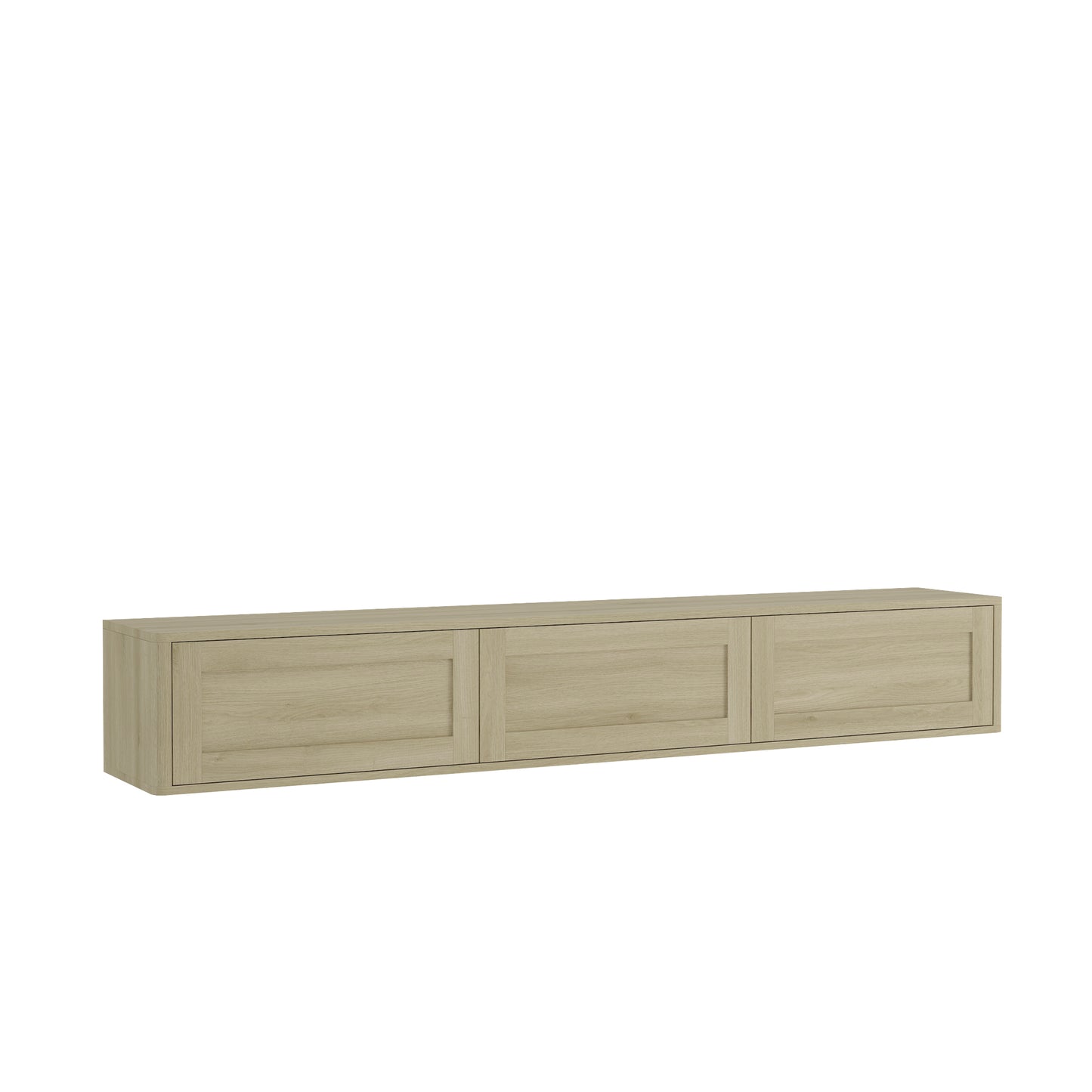 Floating TV Stand with LED Lights & Power Outlet - Wood