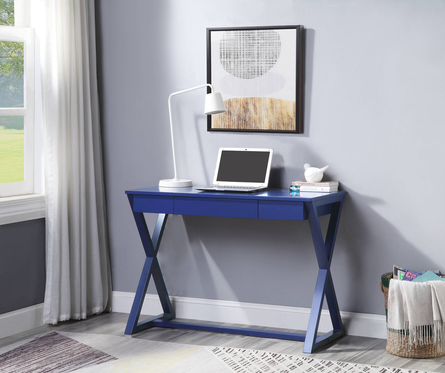Twilight Blue Finish Writing Desk - 42" Synthetic Wood