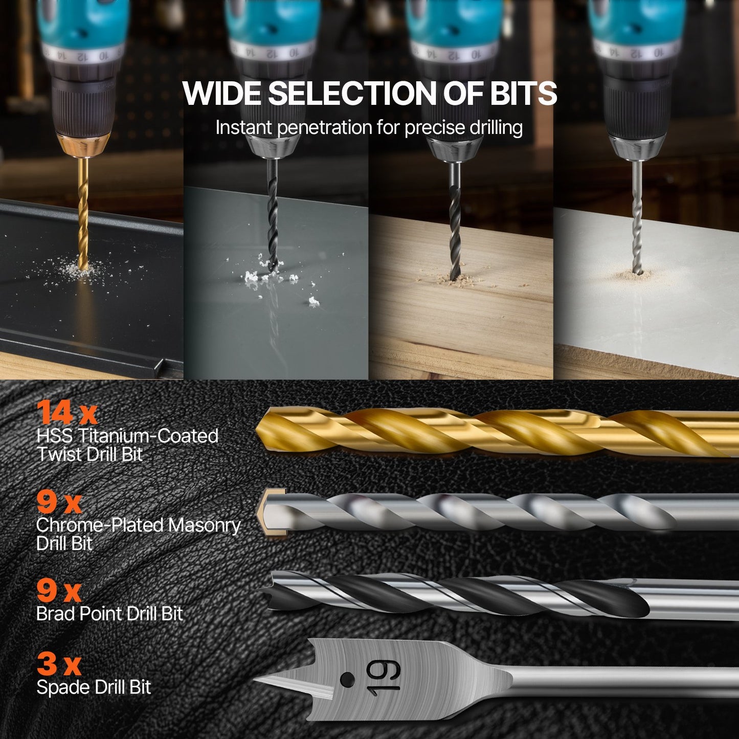 100PCS Drill and Screwdriver Bit Set with Carrying Case - Multi-Purpose Power Tools