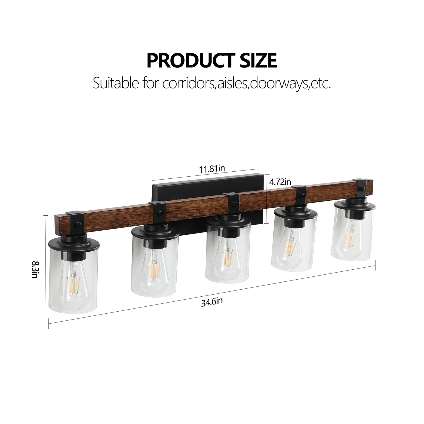 Rustic 5-Light Vanity Light Fixture - Industrial Bathroom Sconce