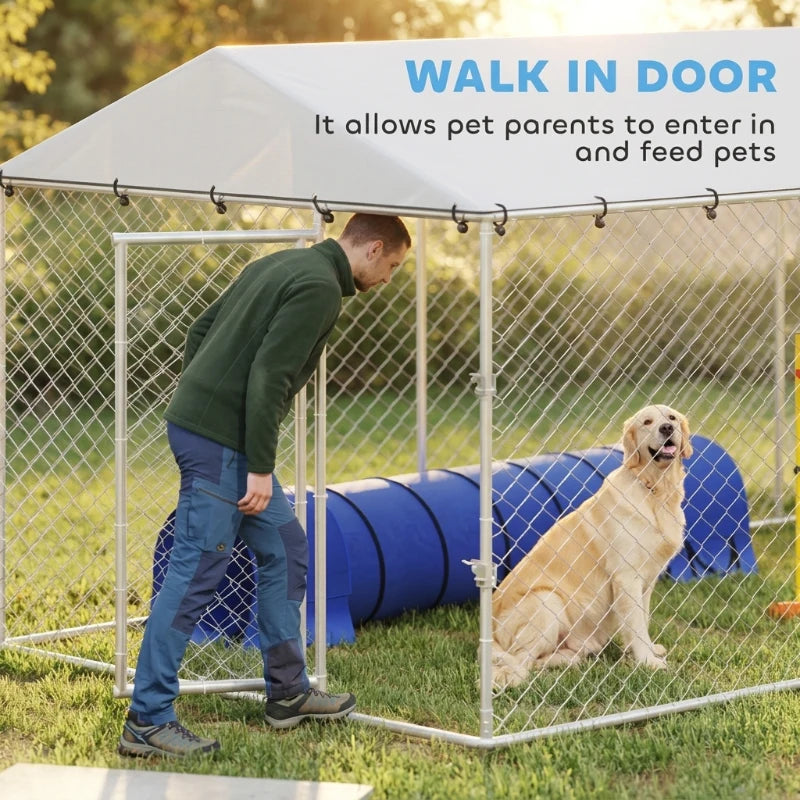 Outdoor Dog Kennel 20x7.5x6.5 ft Waterproof Steel Cage for Small to Large Dogs