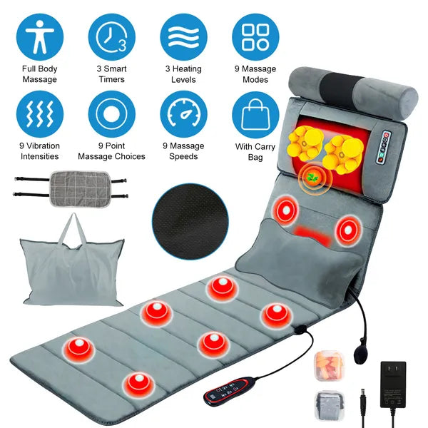 Full Body Electric Massage Mat with Heat and Vibration Therapy