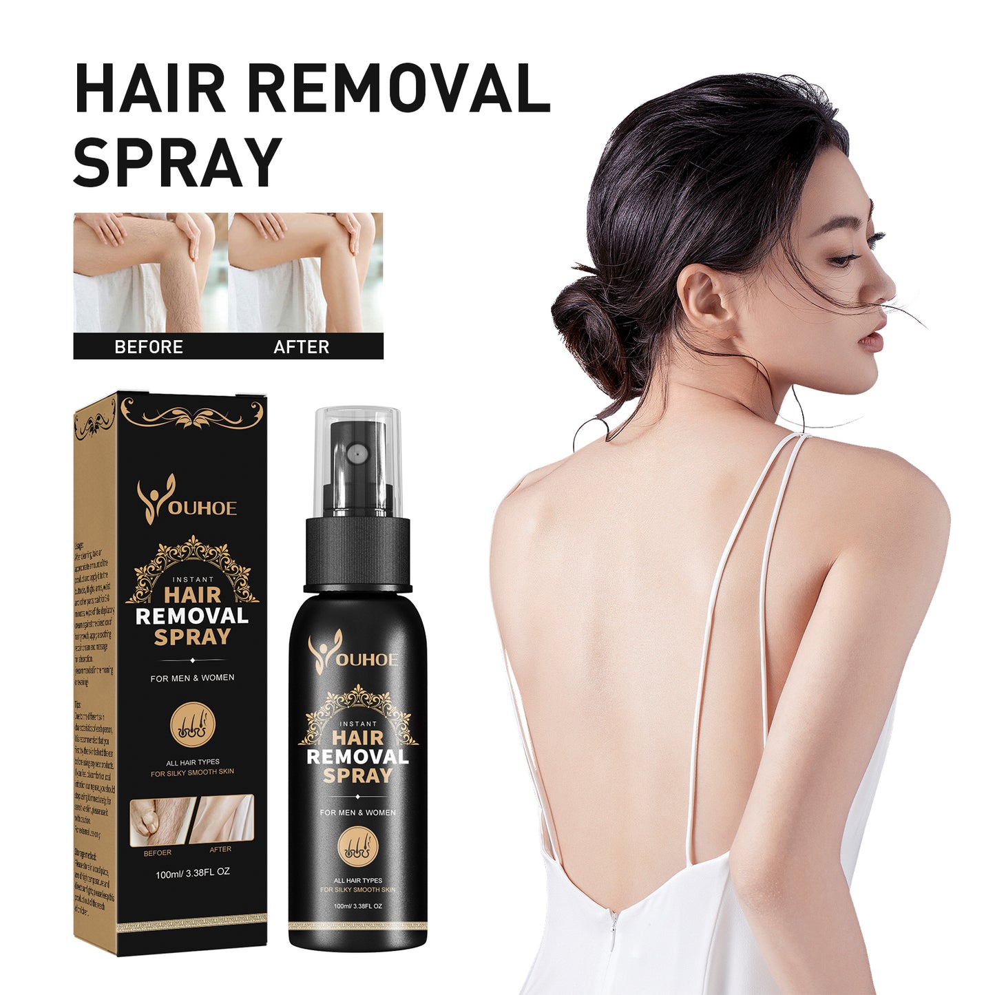 Gentle Hair Removal Spray - Painless Body Hair Remover & Inhibitor 100ml