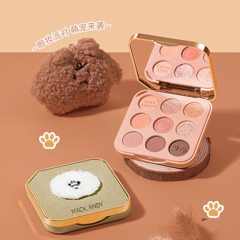 Nine Color Eyeshadow Palette for Makeup - Silky Tenderness with Adorable Pet Design