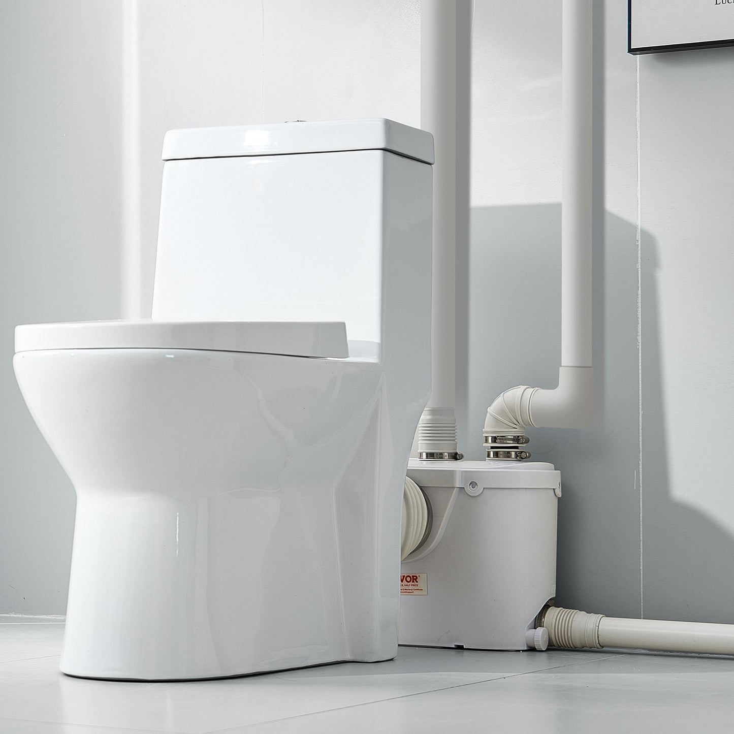 500W Macerator Pump for Toilet and Basement Sink - 29 GPM Flow, 26 Ft Lift, White