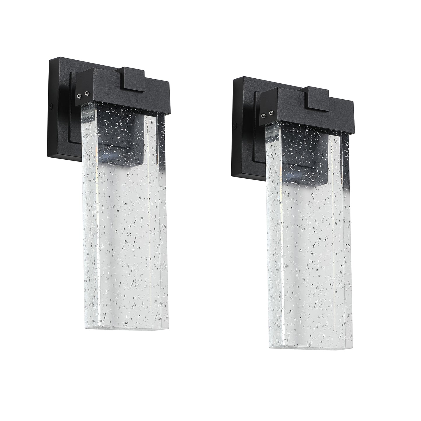 Outdoor Wall Light Fixture - 2-Pack Weatherproof LED Sconce with Light Sensor