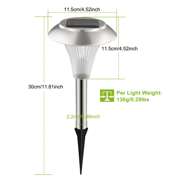 Solar Powered Color Changing Path Lights - 4 Pack, IP44 Waterproof
