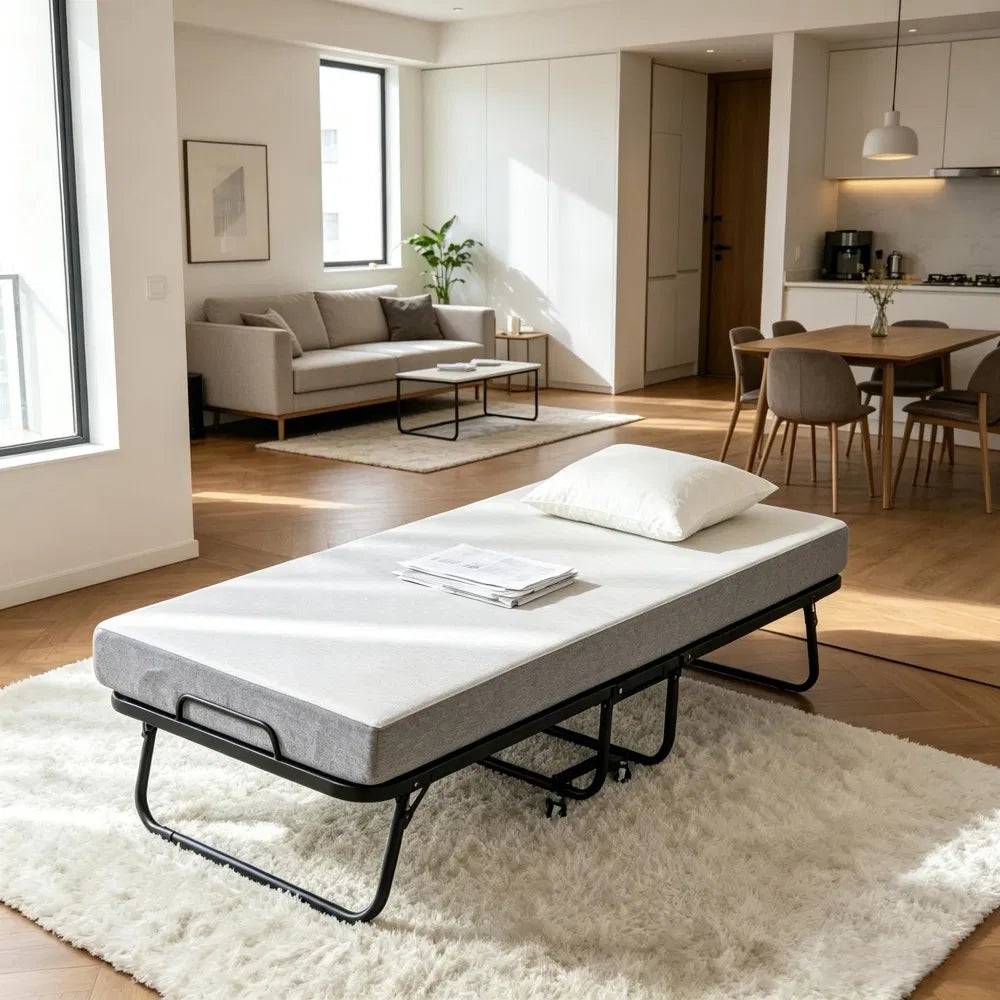 Portable Folding Bed with High-Density Foam Mattress