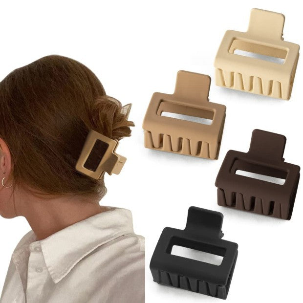 Square Matte Rubber Hair Clips - Korean Style, Black & Cream