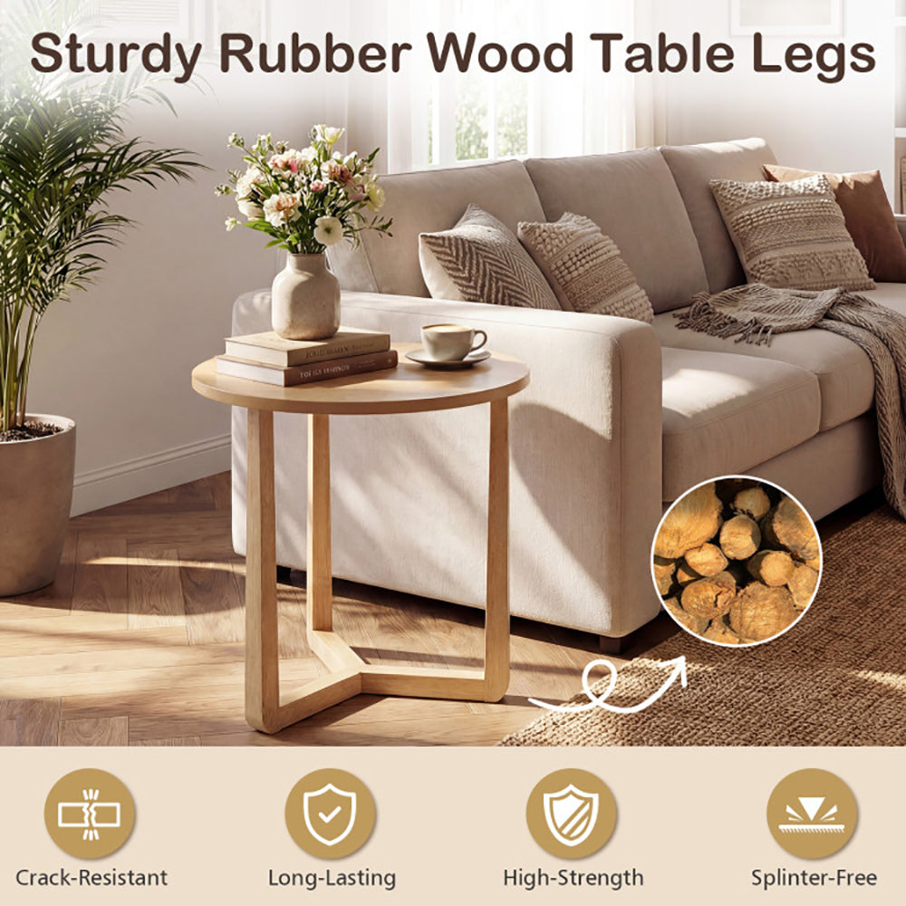 22.5 Inch Round Farmhouse Side Table with Sturdy Wood Legs