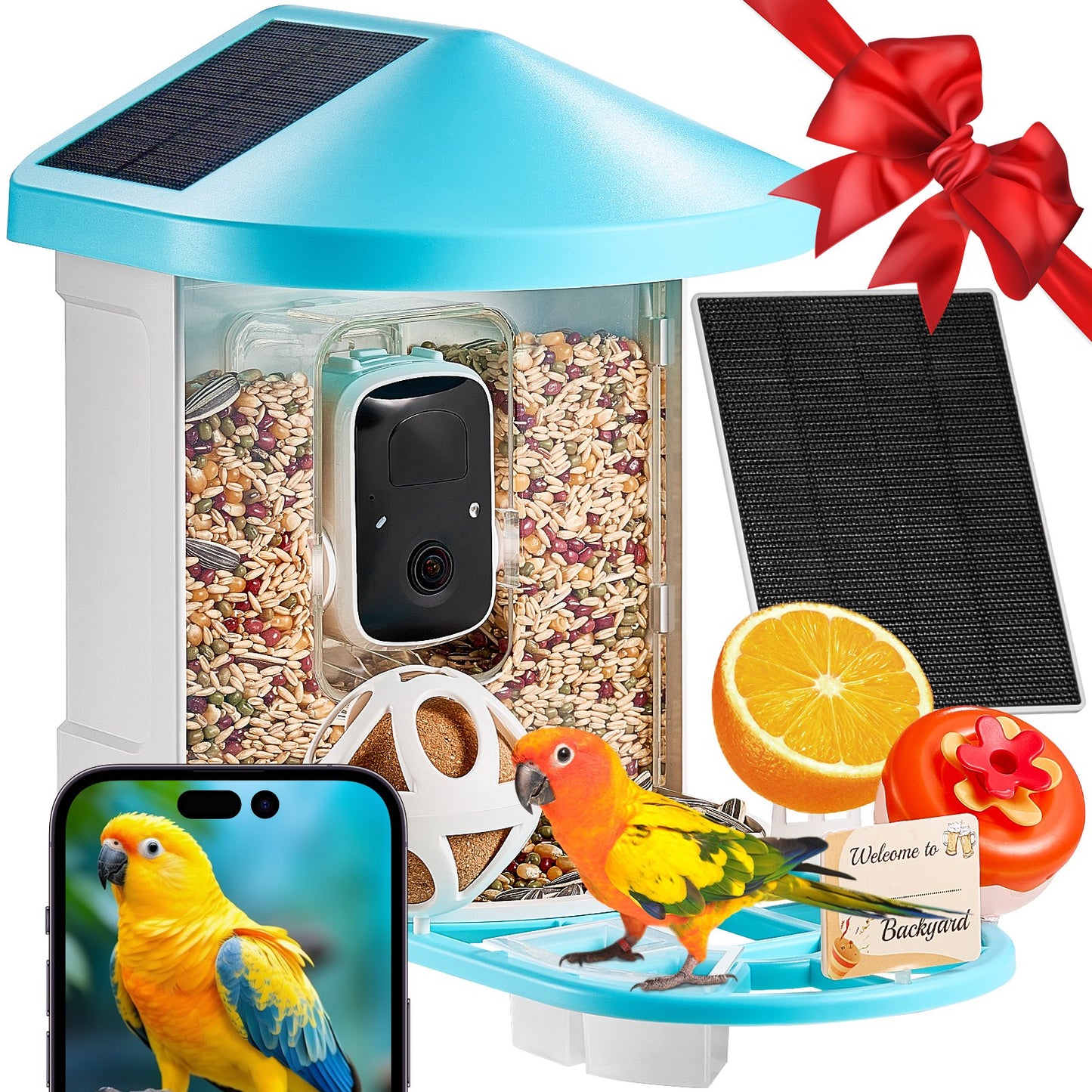 Smart Bird Feeder with Camera AI Identification 10,000+ Bird Species Solar Powered