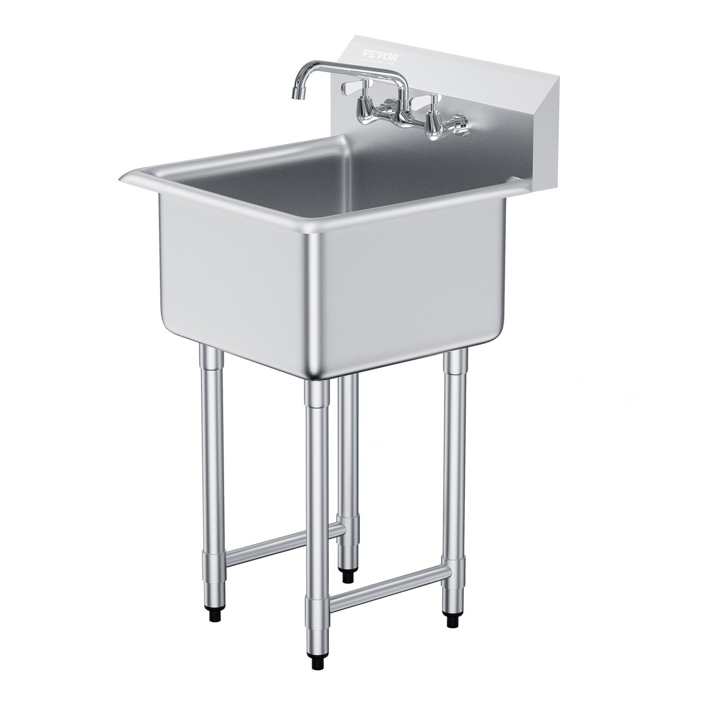 Heavy Duty Stainless Steel Utility Sink with Faucet & Legs - 21"x41"
