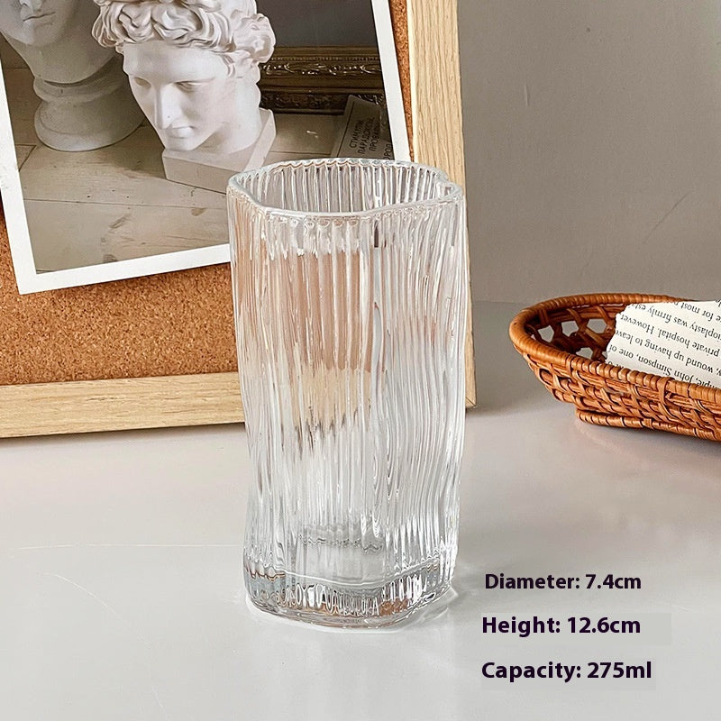 Irregular Glass Mug - Transparent, Rain & Fog, Stripes | 275ml, Set Options