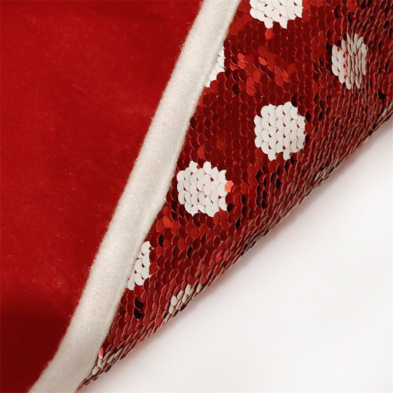 Christmas Sequin Tree Skirt with Polka Dots - Small & Large Sizes