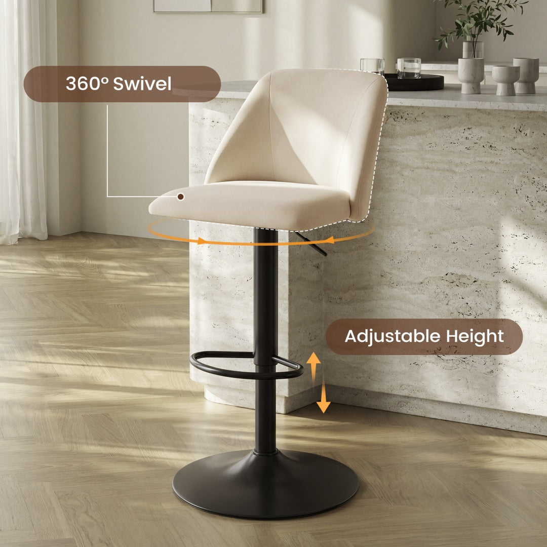 Adjustable Upholstered Swivel Bar Stools - Set of 1