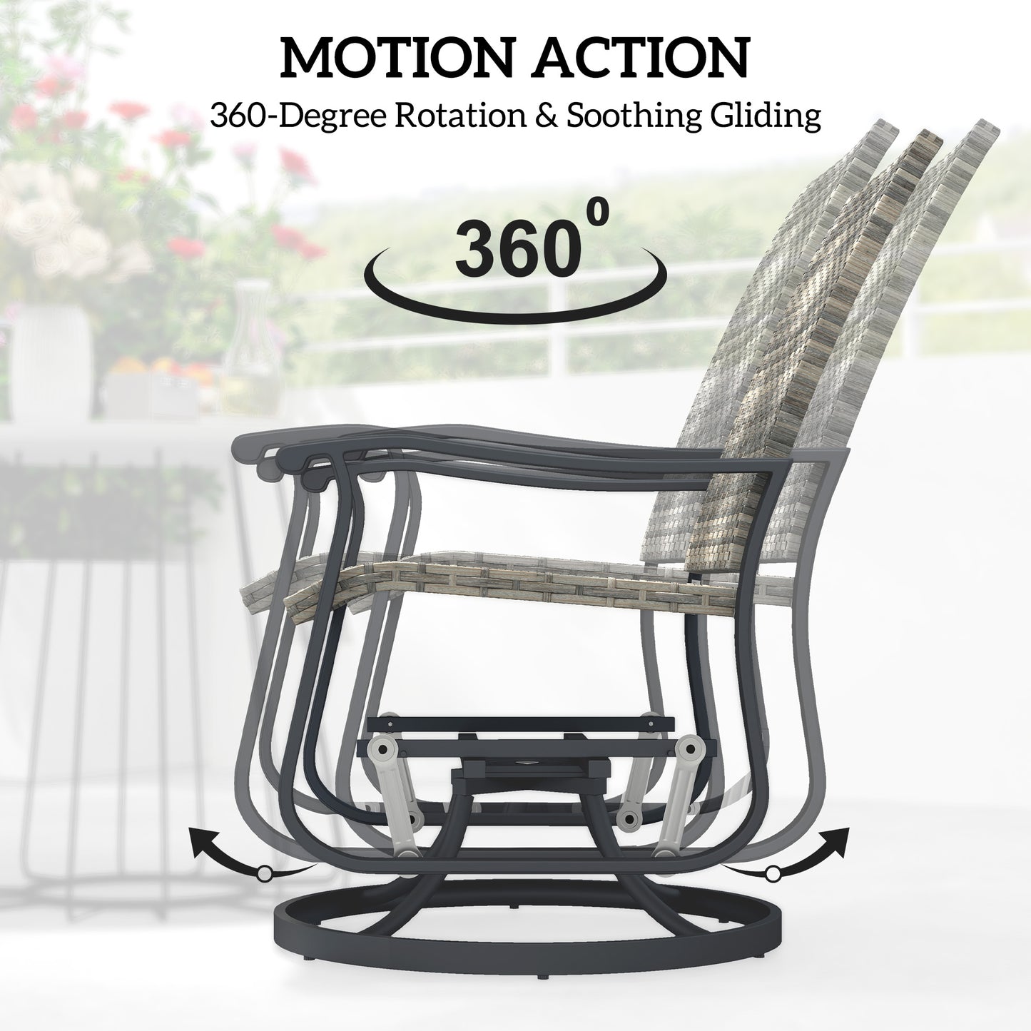 Outdoor Rattan Swivel Glider Chair Set of 2 - Yellow
