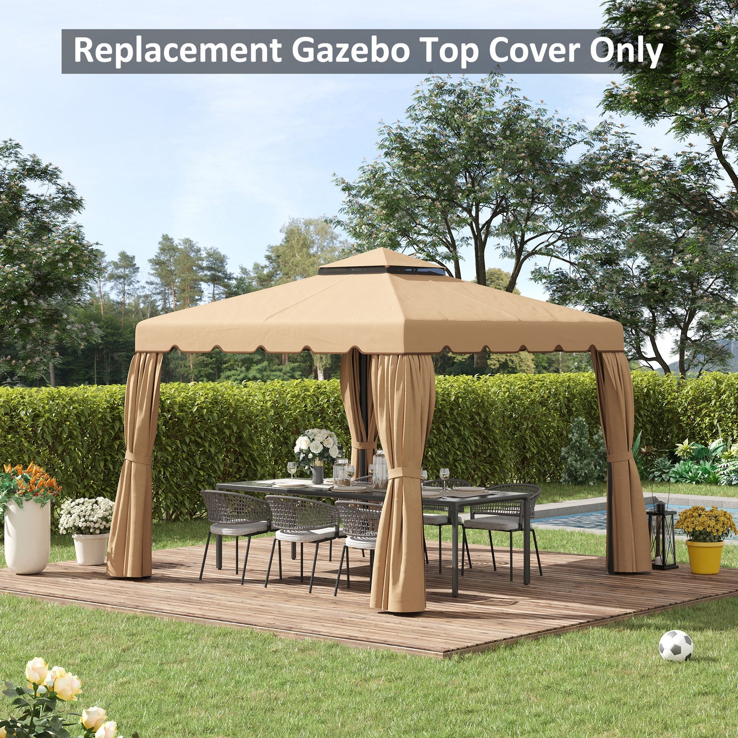 10x10 Gazebo Replacement Canopy - Khaki, Model 84C-051/84C-269