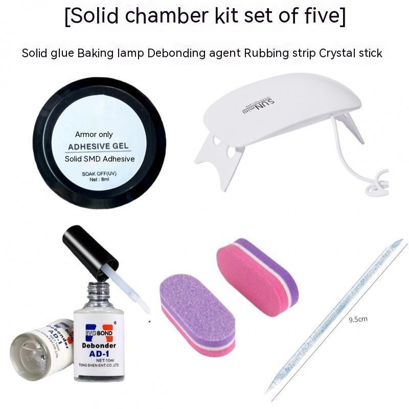 Nail Art Glue Kit - Solid Glue Heating Lamp & Crystal Stick for Manicure