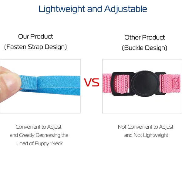 Adjustable 12-Color Puppy ID Collars - Lightweight Reusable Pet Name Bands