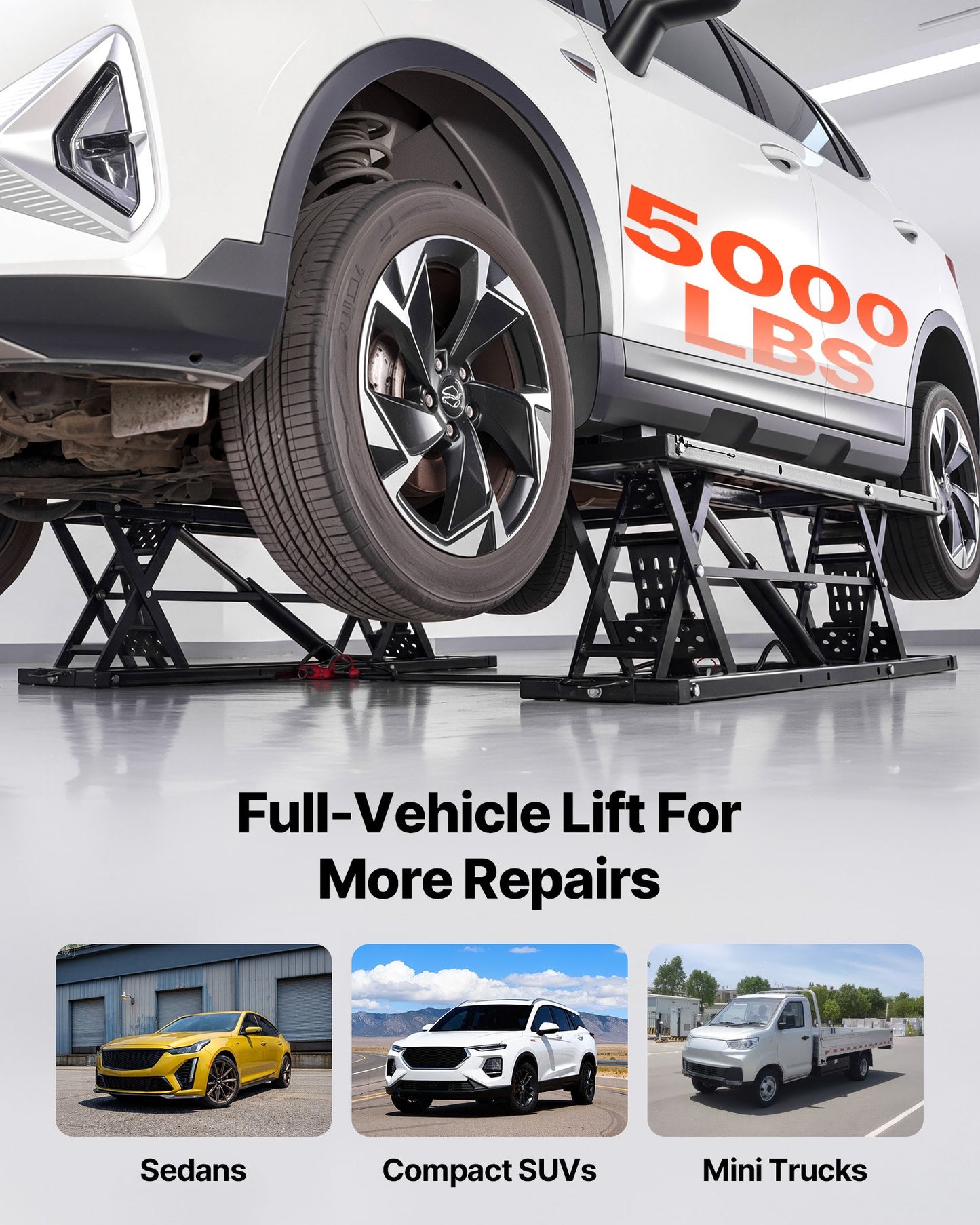 Portable Car Lift 5000 lbs Capacity Heavy Duty Pneumatic Hydraulic Jack with Wheels