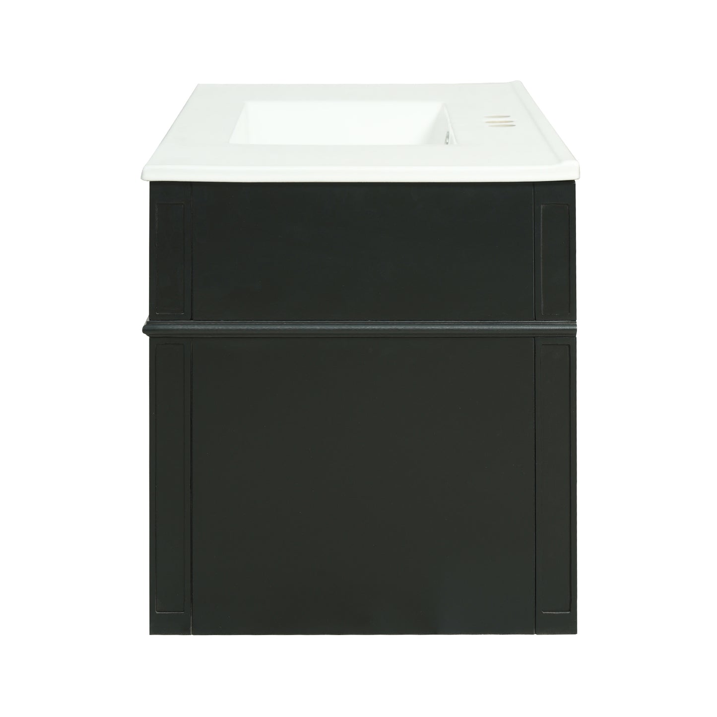 36-Inch Wall Mounted Bathroom Vanity with Ceramic Sink - Black